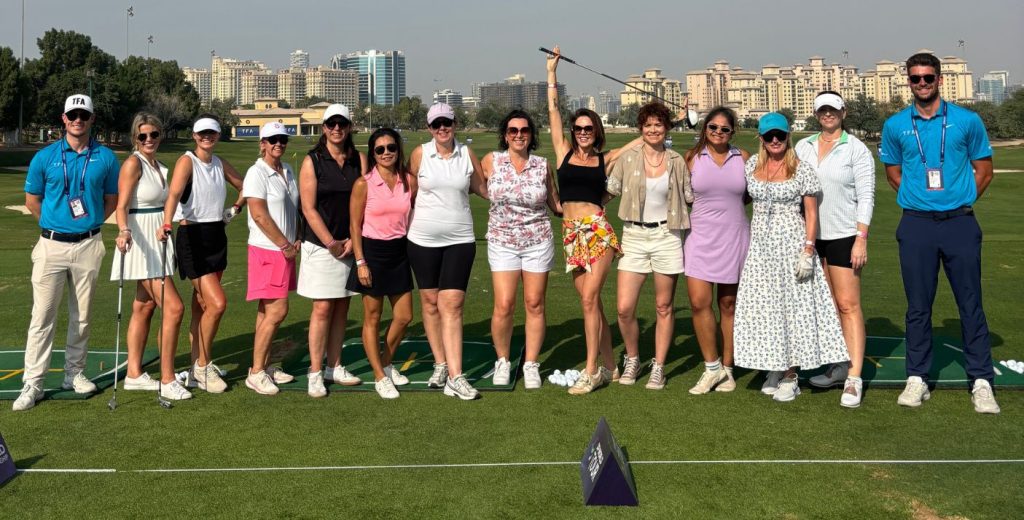 group of ladies on the golf range